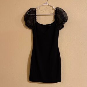 Speechless Black Mini Dress with Puff Sleeves